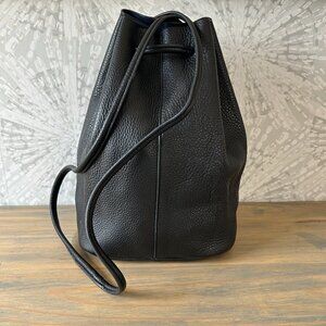 Black Genuine Leather Bag, Accordion Satchel with Adjustable Strap & Pouch, $225